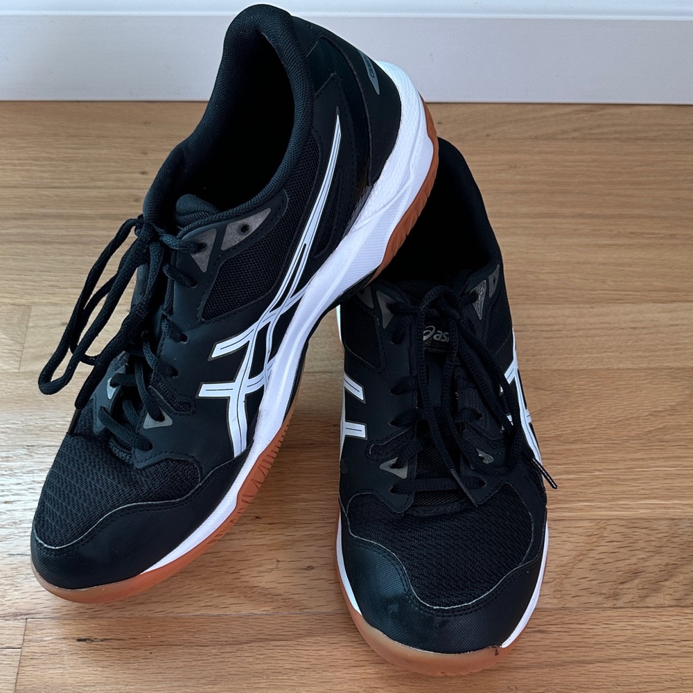 Asics Black and White Gel Rocket Indoor Court Shoes